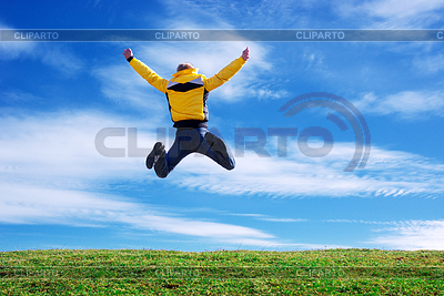 Man jump on green meadow | High resolution stock photo |ID 3613306