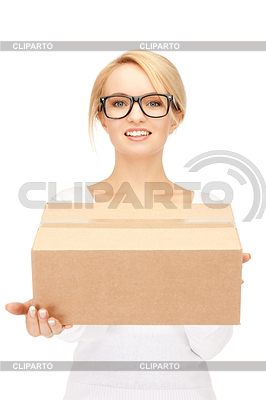Atractiva empresaria con la caja de cartón | Foto de alta resolución |ID 3632416