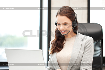 Helpline operator with laptop computer | High resolution stock photo |ID 3637069