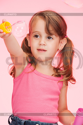 Litle girl with soap bubbles | High resolution stock photo |ID 3656115