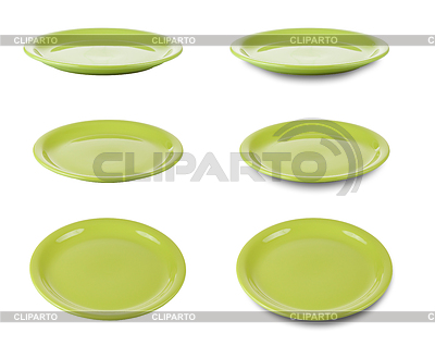 Set of green round plates or dishes isloated with | High resolution stock photo |ID 3660184