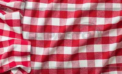 Red crumpled checkered picnic tablecloth | High resolution stock photo |ID 4647823