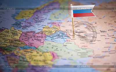 Rusia marcada con bandera en el mapa | Foto de alta resolución |ID 6724167