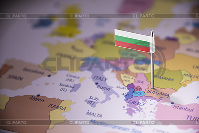 Bulgaria marcada con bandera en el mapa | Foto de alta resolución |ID 6724177
