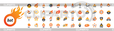 Conjunto de logotipos fuego | Ilustración vectorial de stock |ID 7263824