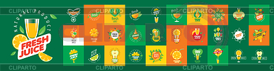 Conjunto de logotipos frescos sobre fondos de diferentes colores | Ilustración vectorial de stock |ID 7270007