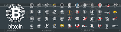 Set of Bitcoin logos on gray background | Stock Vector Graphics |ID 7270859