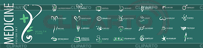 Conjunto de logotipos dibujados de diversos servicios médicos | Ilustración vectorial de stock |ID 7421714