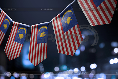 Girlande von Malaysia-Nationalflaggen auf einer abstrakter | Foto mit hoher Auflösung |ID 7434457