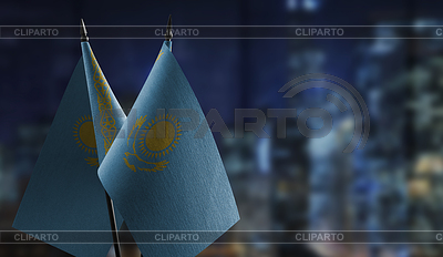 Small Kazakhstan flag on an abstract blurry | High resolution stock photo |ID 7434847