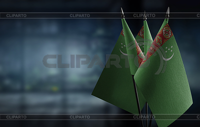 Small flags of Turkmenistan on an abstract blurry | High resolution stock photo |ID 7449848