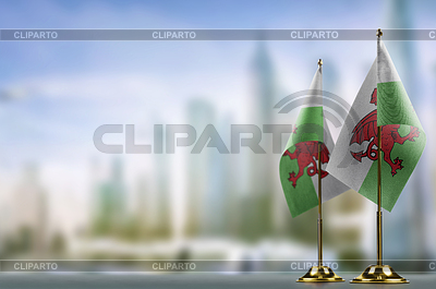 Small flags of Wales on an abstract blurry | High resolution stock photo |ID 7460428