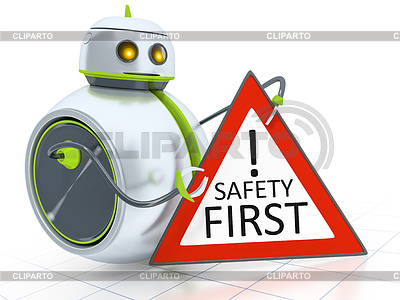 Süße kleine Roboter Sicherheit an erster Stelle | Illustration mit hoher Auflösung |ID 5935958