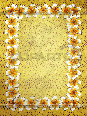 White frangipani flowers frame on sand | High resolution stock illustration |ID 4597115