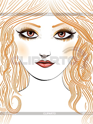 Cara hermosa chica con el pelo amarillo | Ilustración vectorial de stock |ID 4650130