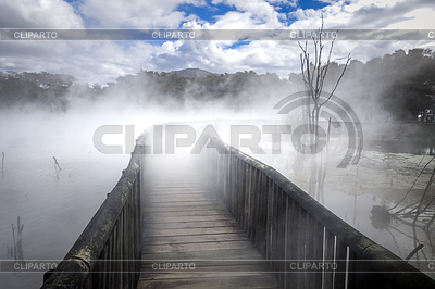Brücke am nebligen See in Rotorua, Neuseeland | Foto mit hoher Auflösung |ID 6444236