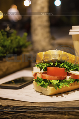 Burger At Street Cafe | High resolution stock photo |ID 7498958