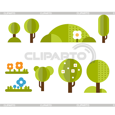 Conjunto de moda y hermoso de los Elementos Bosque plana | Ilustración vectorial de stock |ID 5514718