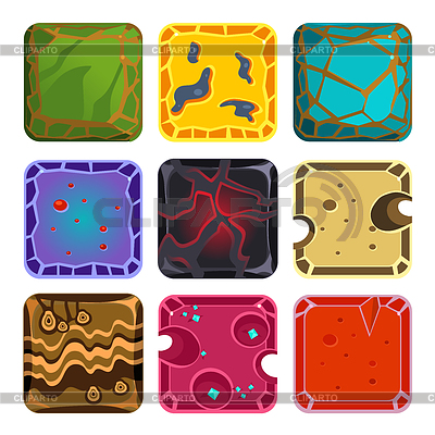 Los diferentes materiales y texturas para Game | Ilustración vectorial de stock |ID 5514834