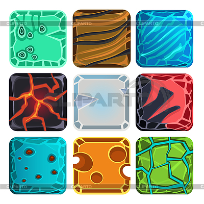 Los diferentes materiales y texturas para Game | Ilustración vectorial de stock |ID 5514836