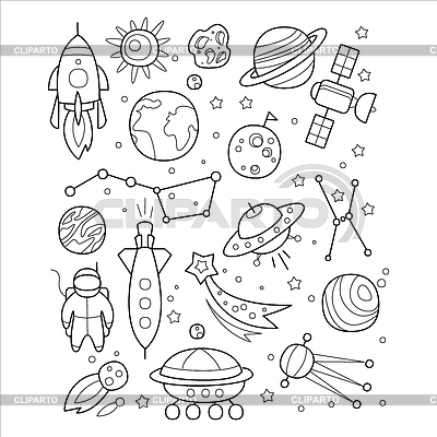 Objetos espaciales en Handdrawn Estilo | Ilustración vectorial de stock |ID 5530591