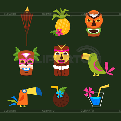 Hawaii Surf Retro Pósteres Colección en Flat | Ilustración vectorial de stock |ID 5530957