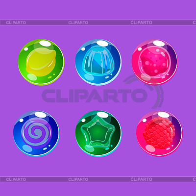 Caramelos brillantes coloridos brillantes con destellos. Conjunto | Ilustración vectorial de stock |ID 5531255