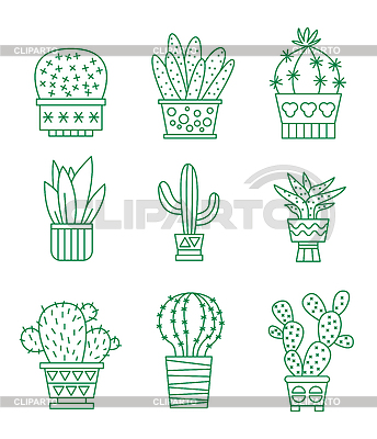 Conjunto de iconos de cactus | Ilustración vectorial de stock |ID 5584869