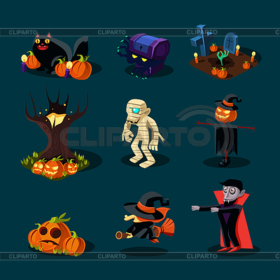 Colección de símbolos de Halloween | Ilustración vectorial de stock |ID 5584957