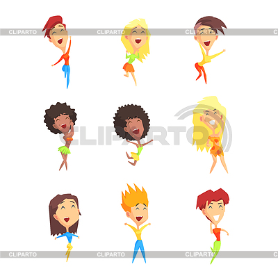 Cute Female Character Rejoicing | Stock Vector Graphics |ID 5704477