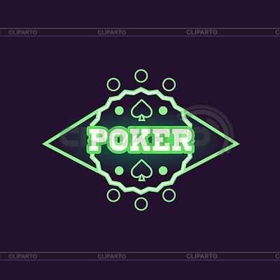 Round Green Poker Неоновый знак | Векторный клипарт |ID 5725743