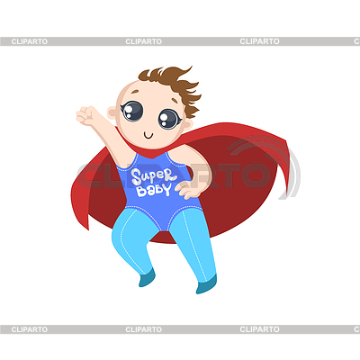 Niño vestido como super héroe con el cabo rojo | Ilustración vectorial de stock |ID 5748738