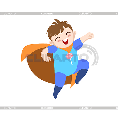 Bebé vestido como super héroe con la naranja del Cabo | Ilustración vectorial de stock |ID 5748746