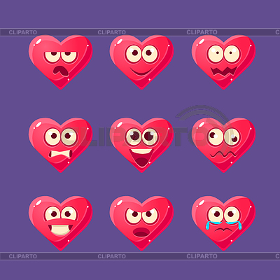Pink corazón conjunto de caracteres Emoji | Ilustración vectorial de stock |ID 5753519