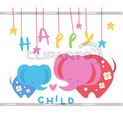Telón de fondo Niño feliz con los elefantes | Ilustración vectorial de stock |ID 5820116