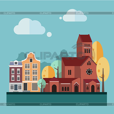 Flache Design Städtische Landschaft | Stock Vektorgrafik |ID 5839827