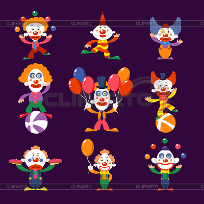 Colourful Clowns Set | Stock Vector Graphics |ID 5840476