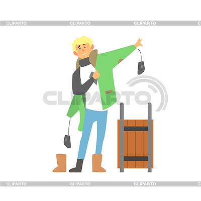 Boy Wearing Winter Clothes with Sledge | Stock Vector Graphics |ID 5842028