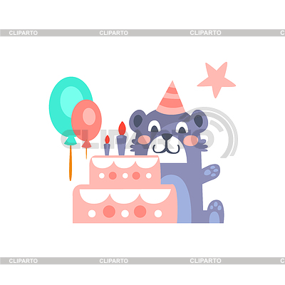 Teddybär mit Party-Attribute Girly Stilisierte | Stock Vektorgrafik |ID 5879444