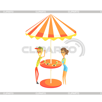 Tabla Aire libre Cafetería Café Con Pares que tienen | Ilustración vectorial de stock |ID 5897424