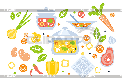 Suppe Vorbereitung Set Zutaten | Stock Vektorgrafik |ID 5898695