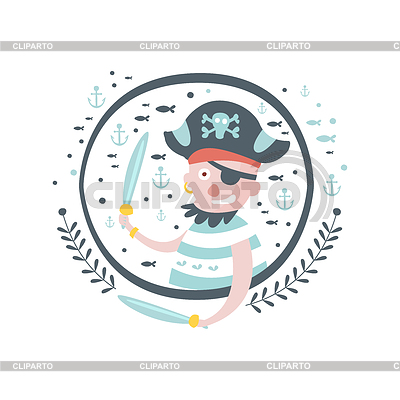 Pirate Fairy Tale Character Girly Sticker In Round | Stock Vector Graphics |ID 5916738