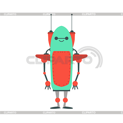 El rojo y el verde respetuosa del robot de Android con dos | Ilustración vectorial de stock |ID 6042717