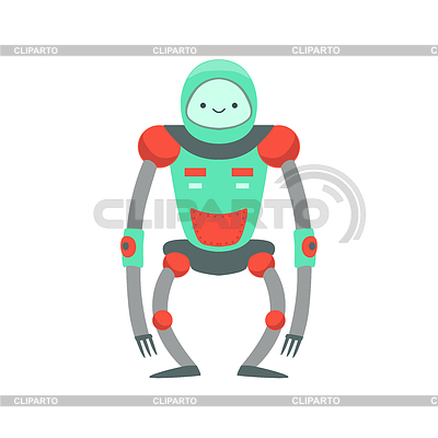 Robot verde y rojo simio como mascotas Android | Ilustración vectorial de stock |ID 6042745