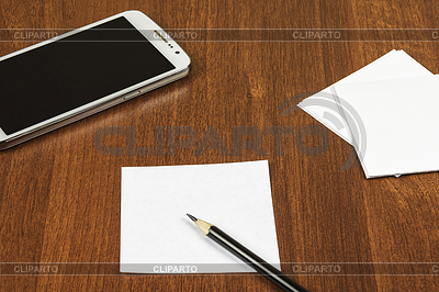 Smartphone, notes and pencil are on table | High resolution stock photo |ID 6373179