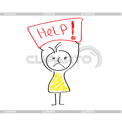 Hombre triste dibujado a mano con cartel con inscripción | Ilustración vectorial de stock |ID 6716222