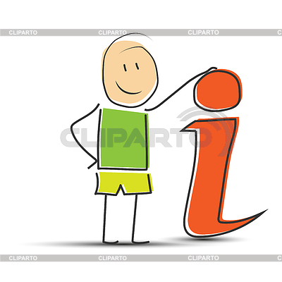 Hombre dibujado a mano se encuentra alrededor de la letra i | Ilustración vectorial de stock |ID 6734226