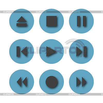 Botones redondos de control de iconos, | Ilustración vectorial de stock |ID 5957200